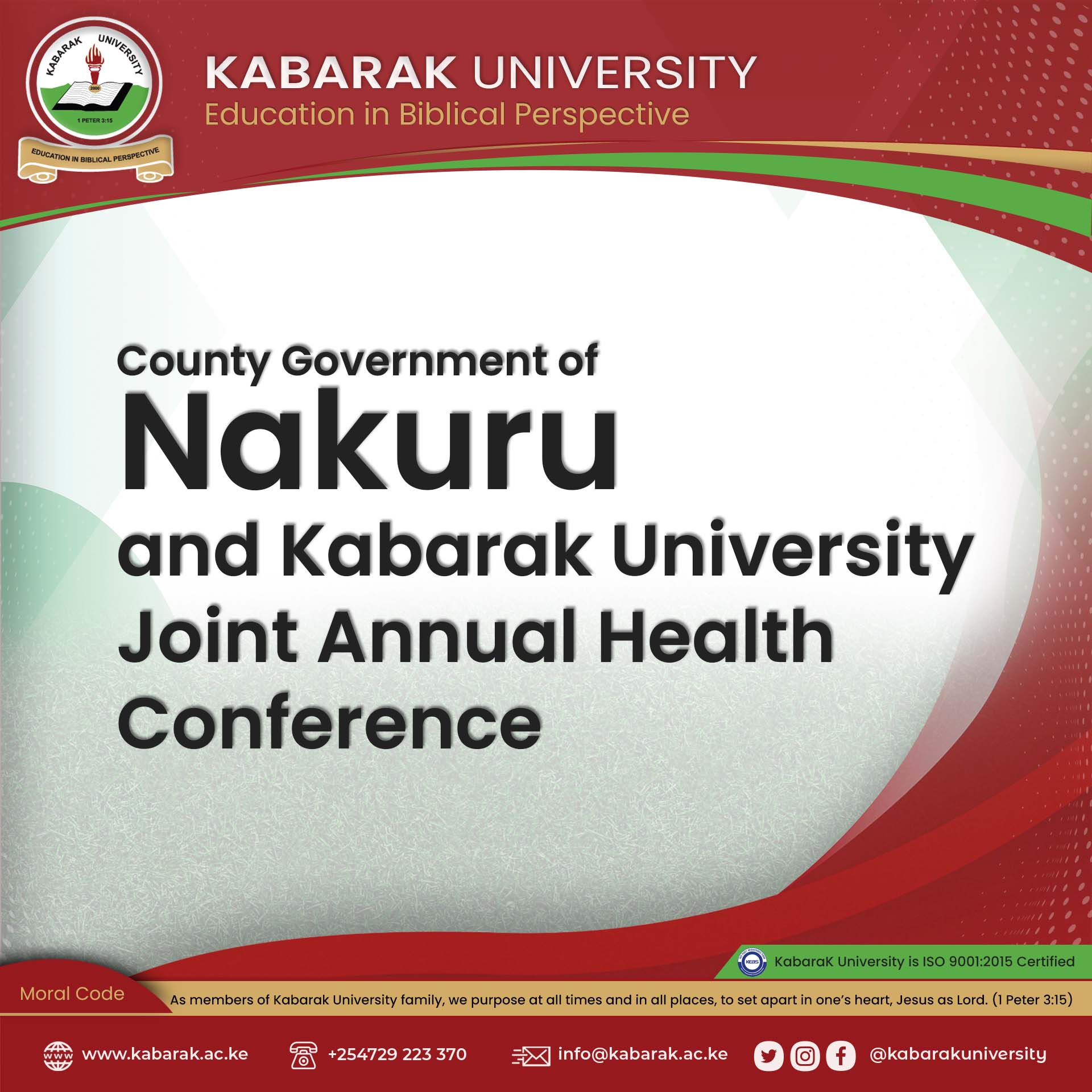 					View 2024: County Government of Nakuru and Kabarak University Joint Annual Health Conference
				